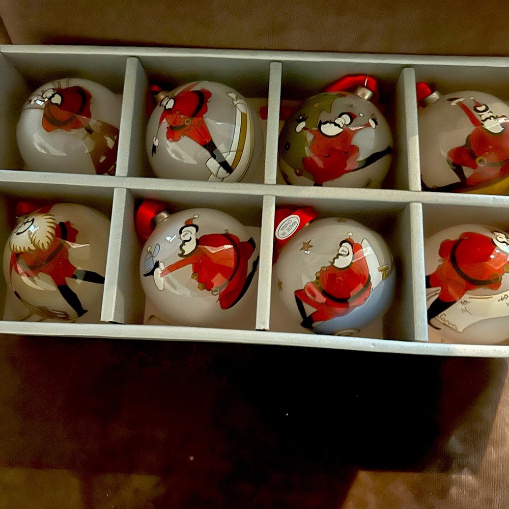 Pottery Barn collectors edition vintage Santa Baby glass ornaments